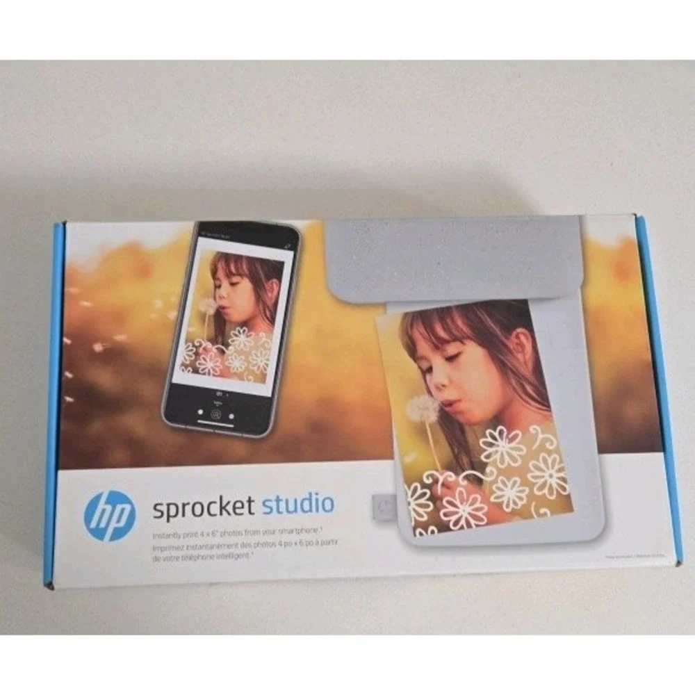 HP Sprocket Studio 3MP72A Bluetooth 4x6 Photo Printer Tested Working Box